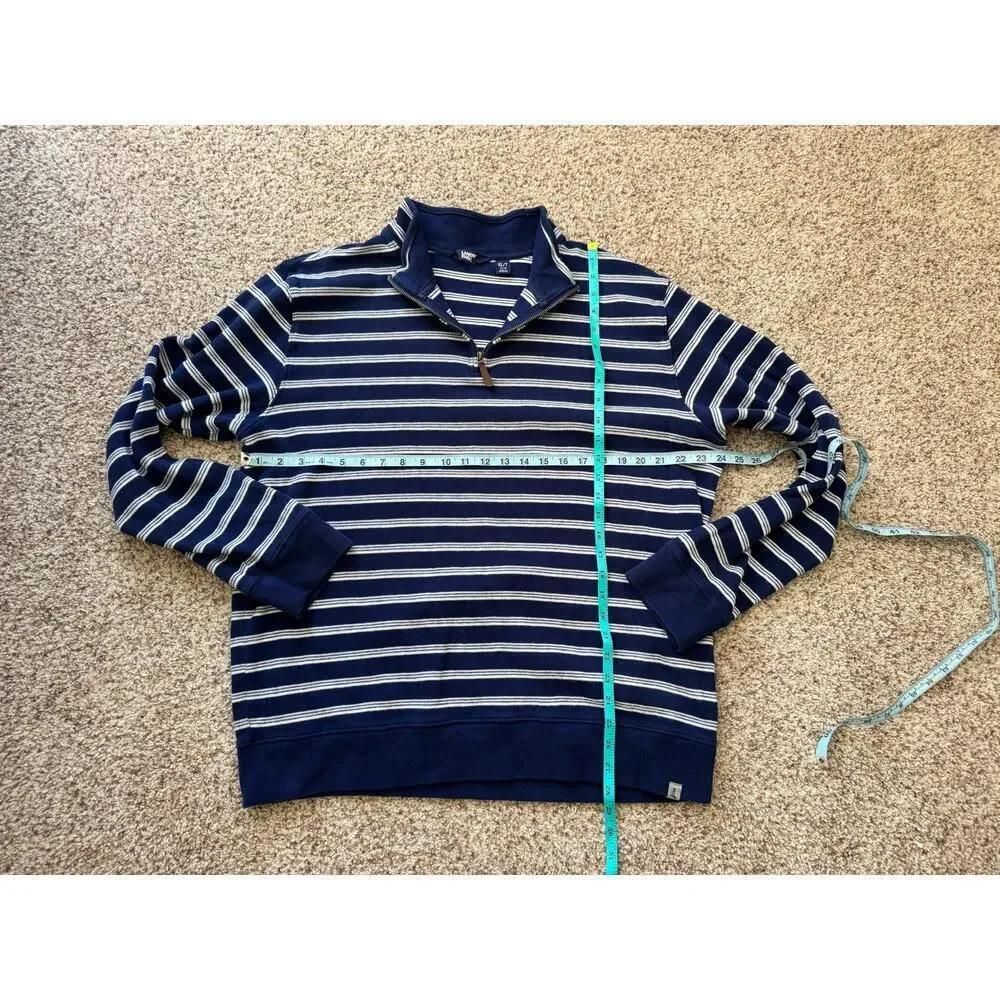 Lands End Sweater size XL TALL, Blue with White stripes, 100% Cotton,lightweight